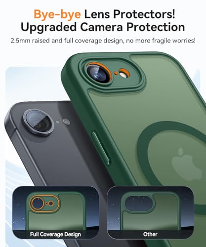 Image of CANSHN Magnetic for iPhone 17e / 16e Case, Upgraded [Full Camera Protection] [Compatible with Magsafe] [Translucent Matte] Shockproof Protective Phone Case for iPhone 17e / 16e - Deep Green