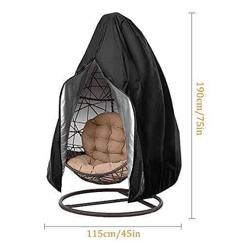 Laelr Egg Chair Cover, Waterproof Swing Chair Cover With Zipper, Patio Hanging Chair Cover, 75X45 Inches, Outdoor Protector Dust-Proof For Swing Egg Chair, 210D Oxford Cloth, Black #TOP1