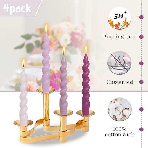 Image of 4 Gradient Purple 7.5 Inch Twisted Candles