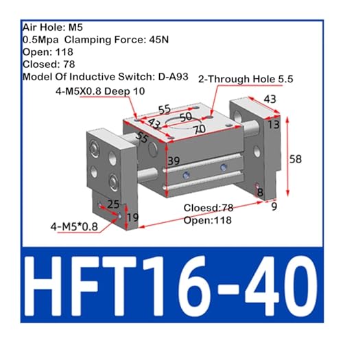 Vérin pneumatique HFT16x40 pour stopper les erreurs de alignement