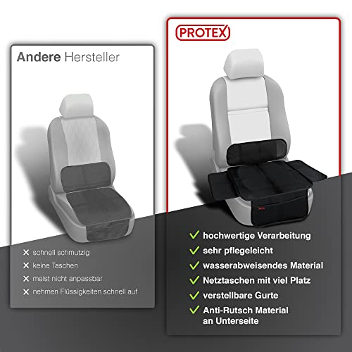 PROTEX Kindersitzunterlage [Testsieger 2025] ISOFIX-geeignet | Wasserabweisender Polyester Stoff mit gepolsteter Sitzfläche | S – Ansicht 3