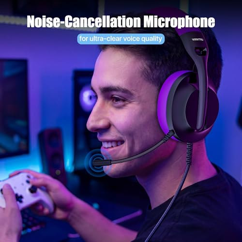 Image of WIRWTRU Wired Gaming Headset for PS5, Xbox, Xbox Series X|S, PC, PS4 | 198g Lightweight Design, Noise Cancelling Microphone, Soft Earmuffs, 3.5mm Jack for Gaming & Work