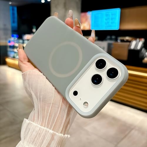 RNOZX iPhone 15 Plus�p �t�̃V���R�� �\�t�g�}�O�l�b�g�P�[�X �}�b�g�J�o�[ (iPhone 15 Plus�p/�z���C�g)