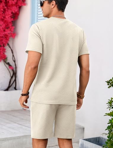 Vssjavun Men's Track Suits 2 Piece Outfits Casual Short Sleeve Shirt and Shorts Set Sweatsuit Summer Tracksuit