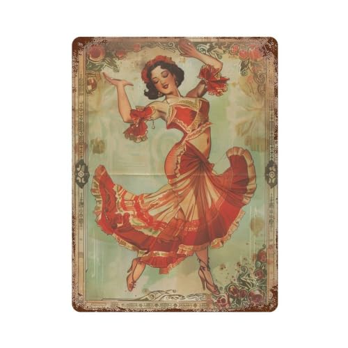 Affiche Flamenco de collection en fer patiné style vintage 40x30