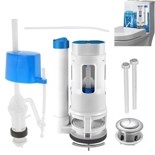 Recopilación de Inodoros de una pieza los mejores 10. 49 ZAKASEA Válvula de descarga y admisión para Wc Modelo, Válvulas de Descarga de Repuesto para Inodoro, Válvula de Llenado con Botón Pulsador