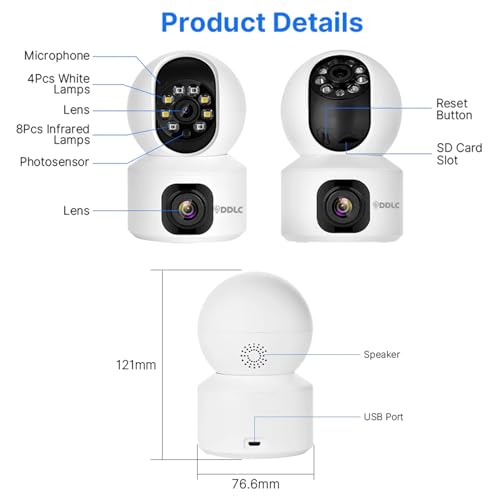 Image of DDLC 4MP Dual Lens Dual Screen PTZ WiFi Smart Camera: 4X Digital Zoom, Color Night Vision, Two-Way Audio, Motion Detection & Remote Viewing - Supports SD Card (UPRO)
