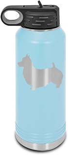 Australian Terrier Laser Engraved Water Bottle Customizable Polar Camel Stainless Steel with Straw - Dog Canine pet Light Blue 32 oz