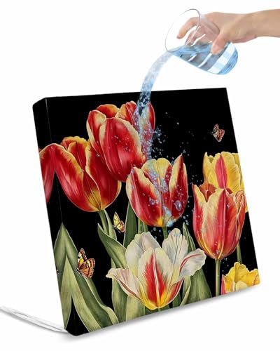 Luxury Tulip Floral Outdoor Cushion Chair Cover Set of 4 - Waterproof Couch Seat Covers, Farmhouse Vintage Botanical Flowers Patio Furniture Protector Cushions Slipcovers for Sofa/RV, 22