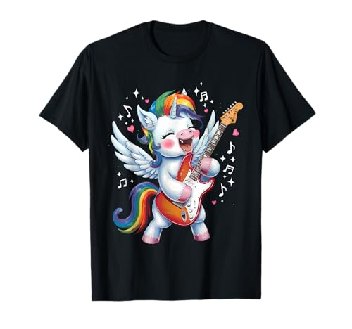 Unicorn Playing Guitar Unicorn Rock Star Guitar Rockin Music T-Shirt