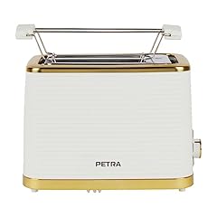 Petra PT5032WVDE Tostapane a 2 scomparti; griglia scaldapane, scongelamento, riscaldamento e annullamento, raccoglibriciole rimovibile, 7 livelli di doratura, indicatori luminosi, 930 W, bianco/oro