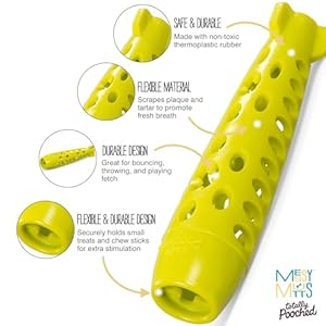 Messy Mutts Totally Pooched Stuff'n Chew Rocket Stick | Green | 10" x 2.5" Fillable Dog Toy | Interactive Treat Holding TPR Toy for Dog Messy Mutts Totally Pooched Stuffn Chew Rocket Stick Green 10 x 25 Fillable Dog Toy Interactive Treat Holding TPR Toy for Dog
