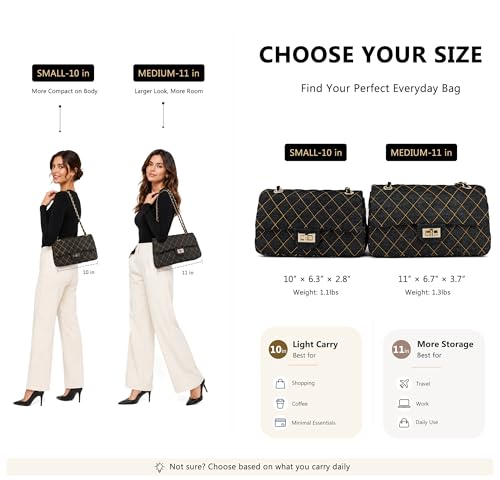 Image of M-ioi-M Quilted Denim Crossbody Bags for Women, Chain Strap Shoulder Bags, Medium Double Flap Purse, Gold Hardware Jean Purse