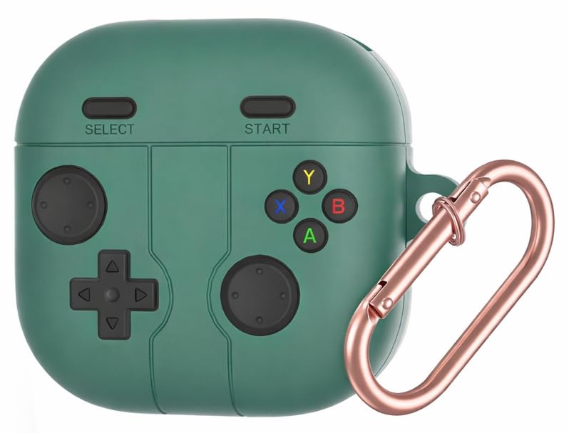 Image of Retro Game Console Case Cover for Samsung Galaxy Buds 4 and 4 Pro with Carabiner (Green, Game Console)