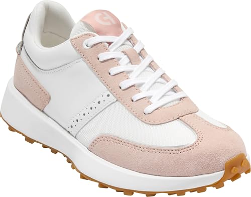 Cole Haan Cole Haan Women's Grand Crosscourt Meadow Runners, White Mesh/Cameo Rose Suede/Silver, 8.5-C US