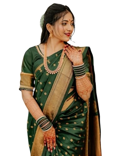Image of C J Enterprise Women's Banarasi Saree Pure Kanjivaram Style Silk Saree With Blouse Piece for Wedding (BS09)