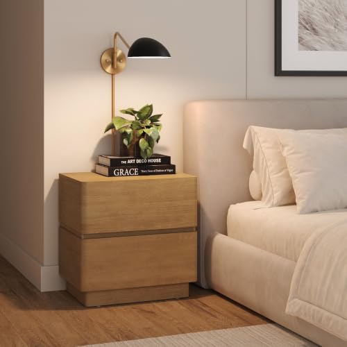 Image of Nathan James Bilson Plug-in Wall Sconce with Black Dome Shade and Brass Swing Arm, Vintaged Brass /Black