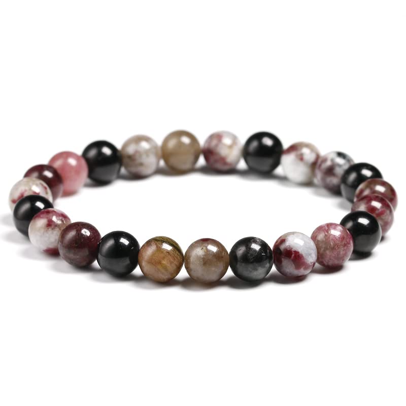 Pulsera de turmalina de Jade Natural, Piedra Natural de 6mm, 8mm y 10mm, Pulsera de Cuarzo con Cuentas, Regalo de joyería para Hombres y Mujeres