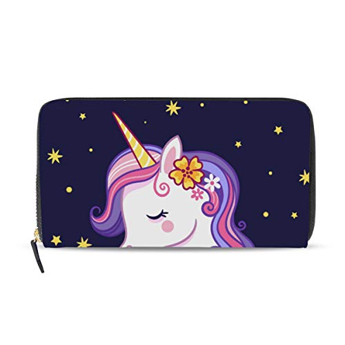 Portefeuille long en cuir licorne floral : l'élégance d'un accessoire haut de gamme pour femme