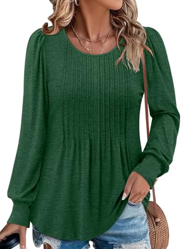 BETTE BOUTIK Long Sleeve Shirts for Women Fall Tops Dressy Blouses Crewneck Tunic Tops for Leggings S-3XL