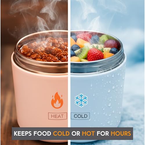 Termo para comidas con cubiertos de bambú para comer sano en la oficina 5
