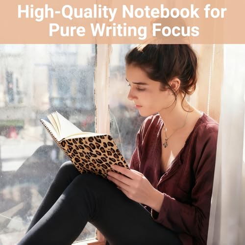 Zidoley Notizbuch A5 mit Stift, Tagebuch für Erwachsene, 240 Seiten Hardcover Notebook, Liniertes Schreibbuch aus PU-Leder, Ideal für Büro, Schule & Zuhause (Leoparden)