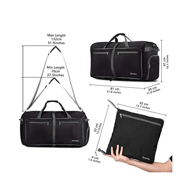 Gonex 40L 60L 80L 100L 150L Large Foldable Travel Duffle Bag with Shoes