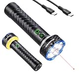 WORKPRO Rechargeable Flashlight with Red Laser, 4000LM Bright Flashlight
