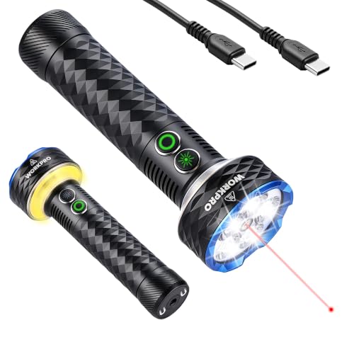 WORKPRO Rechargeable Flashlight with Red Laser