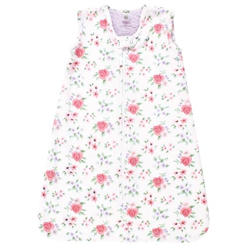 Hudson Baby Infant Girl Plush Faux Fur Sleeping Bag, Wearable Blanket, Vintage Floral, 0-6 Months