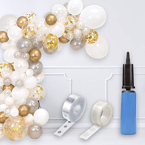 Balloon Garland Kit, Balloon Arch Kit Silver, Gold and White, Baby Shower Party