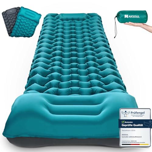 AKSOUL Isomatte Camping Luftmatratze Selbstaufblasend: Ultraleicht Outdoor Groß Aufblasbare...