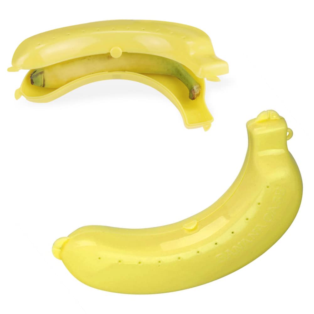 Banana Protector Box Cute 3 Colors Fruit Banana Protector Box Holder Case Lunch Container Storage New (Yellow)