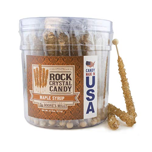 Boone's Mill | Rock Crystal Candy Sticks | Dark Amber Maple Syrup | 36 Count