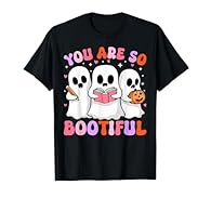 Celebrate Halloween with this adorable "You Are So Bootiful" ghost design. Perfect for kids, teens, and adults who love cute Halloween styles, this design features three fun ghosts holding a pencil, a book, and a pumpkin. Great for Halloween parties....