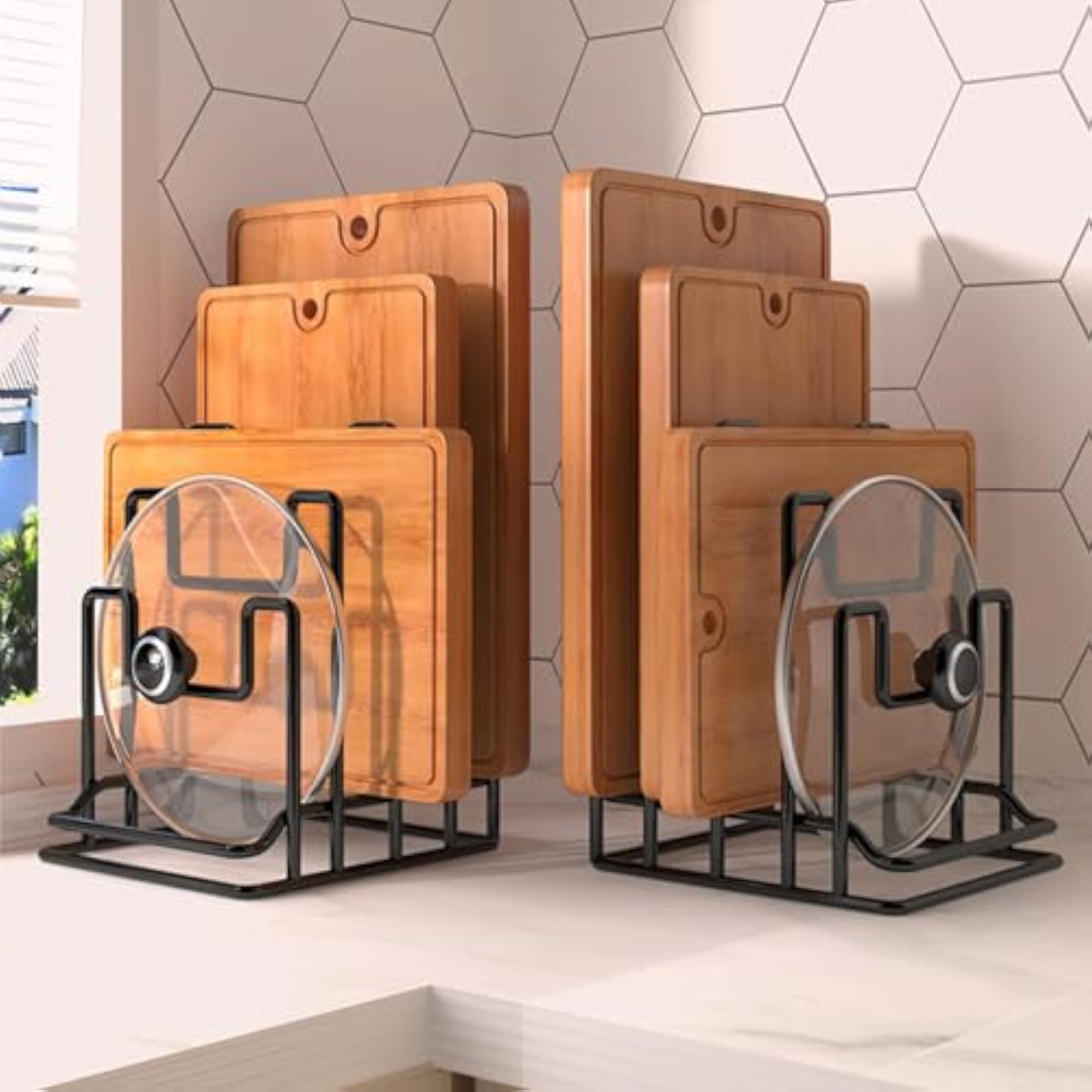 Cutting Board Rack Freestanding Pot Lid Holder