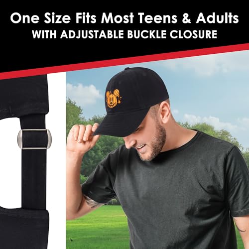 Concept One Unisex Disney Mickey Mouse Dad Hat, Peek-a-Boo Embroidered Adult Baseball Cap with Comic Strip Print Curved Brim Dad Hat