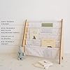 3 Sprouts Recycled Fabric Kids Bookshelf – 4-Tier Sling Book Rack Organizer - Nursery Room Playroom Classroom Wooden Book Shelves - Kid Bookcase Wood Storage Shelf for Toddler Age 3+ - Blueberry Ivory #3