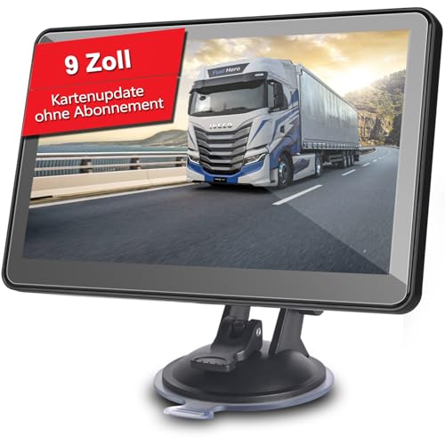 GPS Navigationsgerät für Auto, GPS Navi mit 2,5D Touchscreen 9 Zoll Navigation für Auto PKW LKW, Europa UK 52 Karten Lebenslang Kostenloses Kartenupdate mit POI Blitzerwarnung Sprachführung Fahrspur