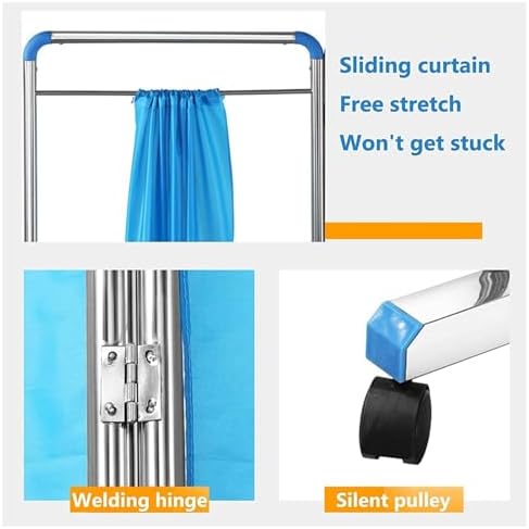 3-Panel Room Divider, Folding Rolling Partition for Salons & Health Rooms, Space-Saving Privacy Screen, Durable Iron Frame, Stylish Blue Color