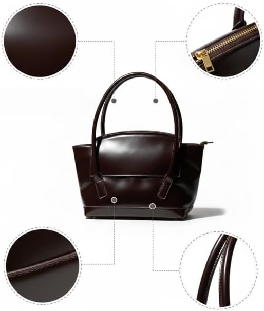 Classic Leather Tote Handbag, Professional Business Shoulder Bag with Double Handle, Premium Structured Design