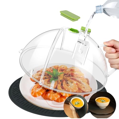 Image of 12" Microwave Splatter Cover for Food, Large Microwave Lid With Steam Pot, Flippable Design, Bpa Free, Dishwasher Safe, Integrated Handle, Premium Kitchen Accessor