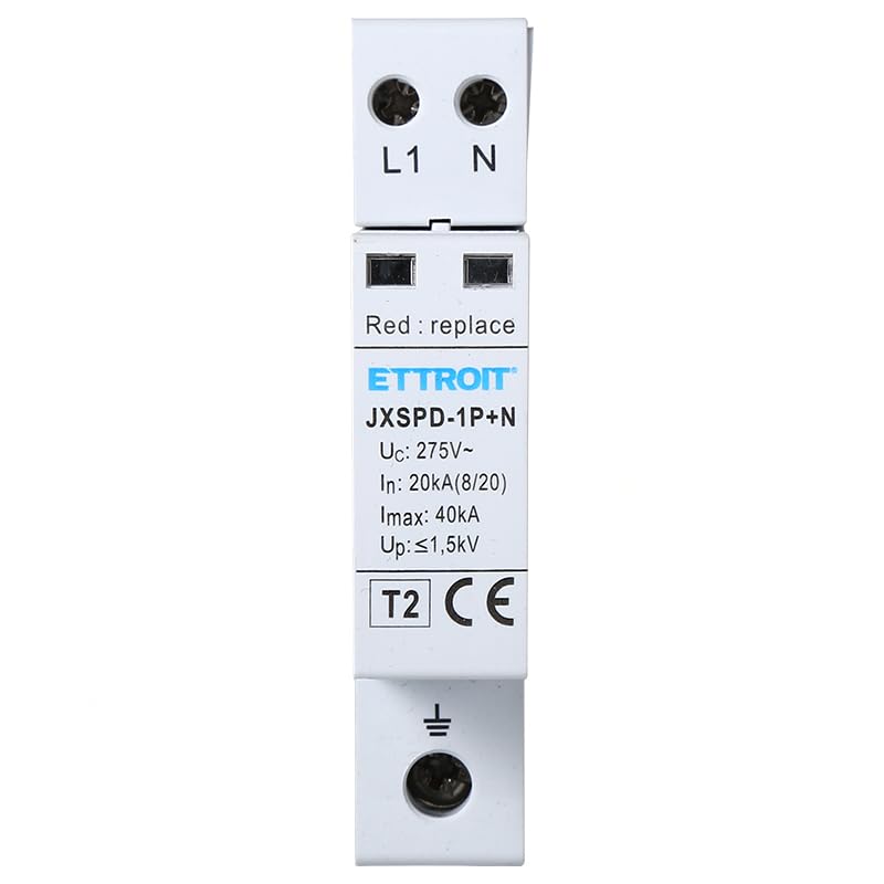 ETTROIT SCARICATORE LIMITATORE DI SOVRATENSIONE 1 MODULO TIPO T2 1P+N 20KA-40KA SPD A LIMITAZIONE PER BARRA DIN