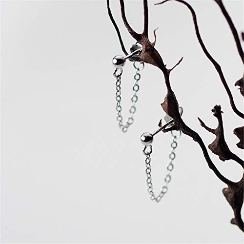 Andpai Personalized Punk Minimalist Ball Bead Tassel Chain Drop Dangle Earrings For Women Men Girls S925 Sterling Silver Tiny Ball Studs Hypoallergenic Pierced Ear Fashion Statement Jewelry (Silver) #TOP2