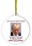 Never Surrender - Donald Trump - 2024 - Vote Trump 2024-11 - Adorno para árbol de Navidad con cuerda, accesorio colgante para espejo retrovisor, accesorios para decoración interior de coche