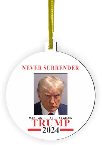 Never Surrender - Donald Trump - 2024 - Vote Trump 2024-11 - Adorno para árbol de Navidad con cuerda, accesorio colgante para espejo retrovisor, accesorios para decoración interior de coche