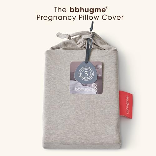 Image of bbhugme Pregnancy Pillow Cover, Seashell Beige - Replacement Cover for bbhugme Maternity Pillow - Soft, Breathable, Cooling Cotton Jersey Fabric - Machine Washable
