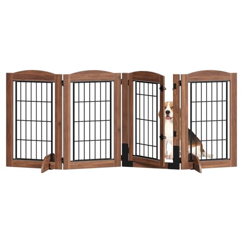 HOOBRO 32.7'' Tall Dog Gate with Door Walk Through, Freestanding