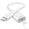 USB C to Lightning Headphone Audio Adapter, Type C Male to Female Lightning Earphone Converter with Charge/Data Transfer, Compatible with iPhone 17/16/15 Plus/Pro/Max, iPad Pro/Air 6/5/4, MacBook