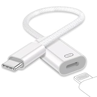 USB C to Lightning Headphone Audio Adapter, Type C Male to Female Lightning Earphone Converter with Charge/Data Transfer, Compatible with iPhone 17/16/15 Plus/Pro/Max, iPad Pro/Air 6/5/4, MacBook